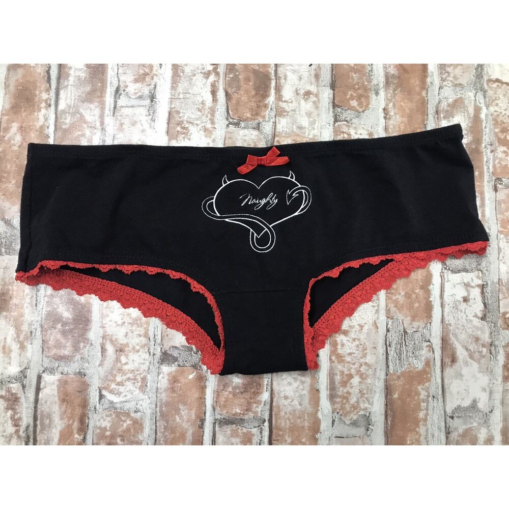 Universal Studios Betty Boot Naughty Women's Briefs Underwear Black Trim Lace Lg
